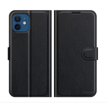 Coque Samsung simili cuir noir Alhena